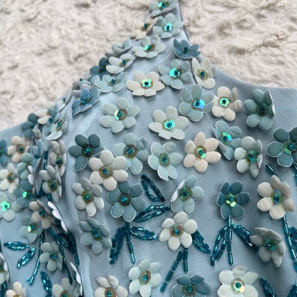 SOLD Alyce Designs vintage prom dress beaded floral sequin maxi gown long formal - Picture 10 of 17